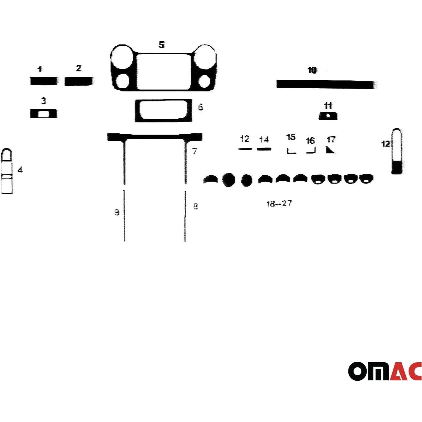 Kit de Recubrimiento de Consola OMAC para VW Amarok 2010-2020 27 Pcs