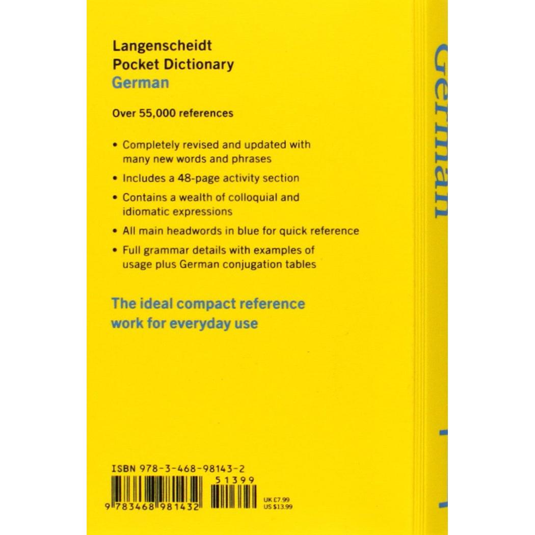 Langenscheidt Pocket Dictionary German: German-english/ English-german (Langenscheidt Pocket Dictionaries) (English and German Edition)