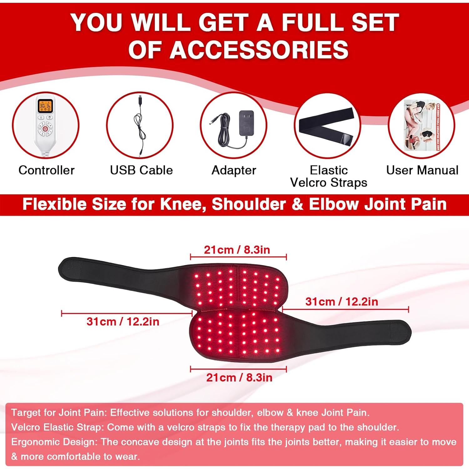 CAMECO Faja Terapia Luz Roja y Infrarroja para Rodilla