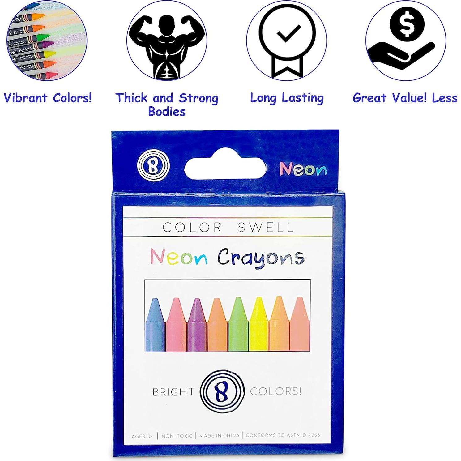 Crayones Neón Color Swell - 8 Colores Brillantes