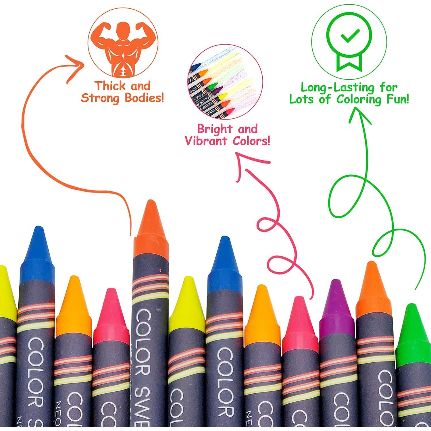 Crayones Neón Color Swell - 8 Colores Brillantes