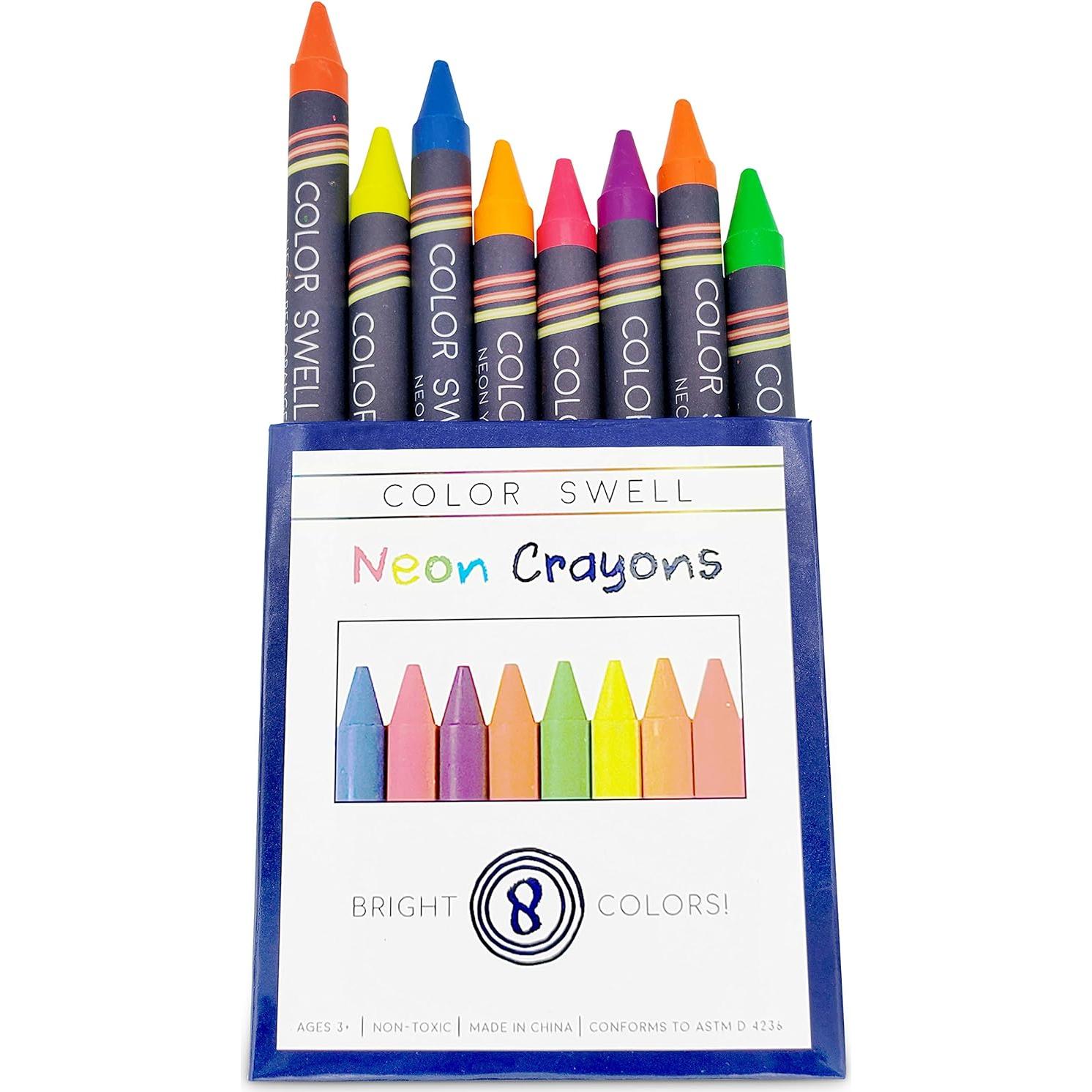 Crayones Neón Color Swell - 6 Cajas de 8 Crayones Vibrantes