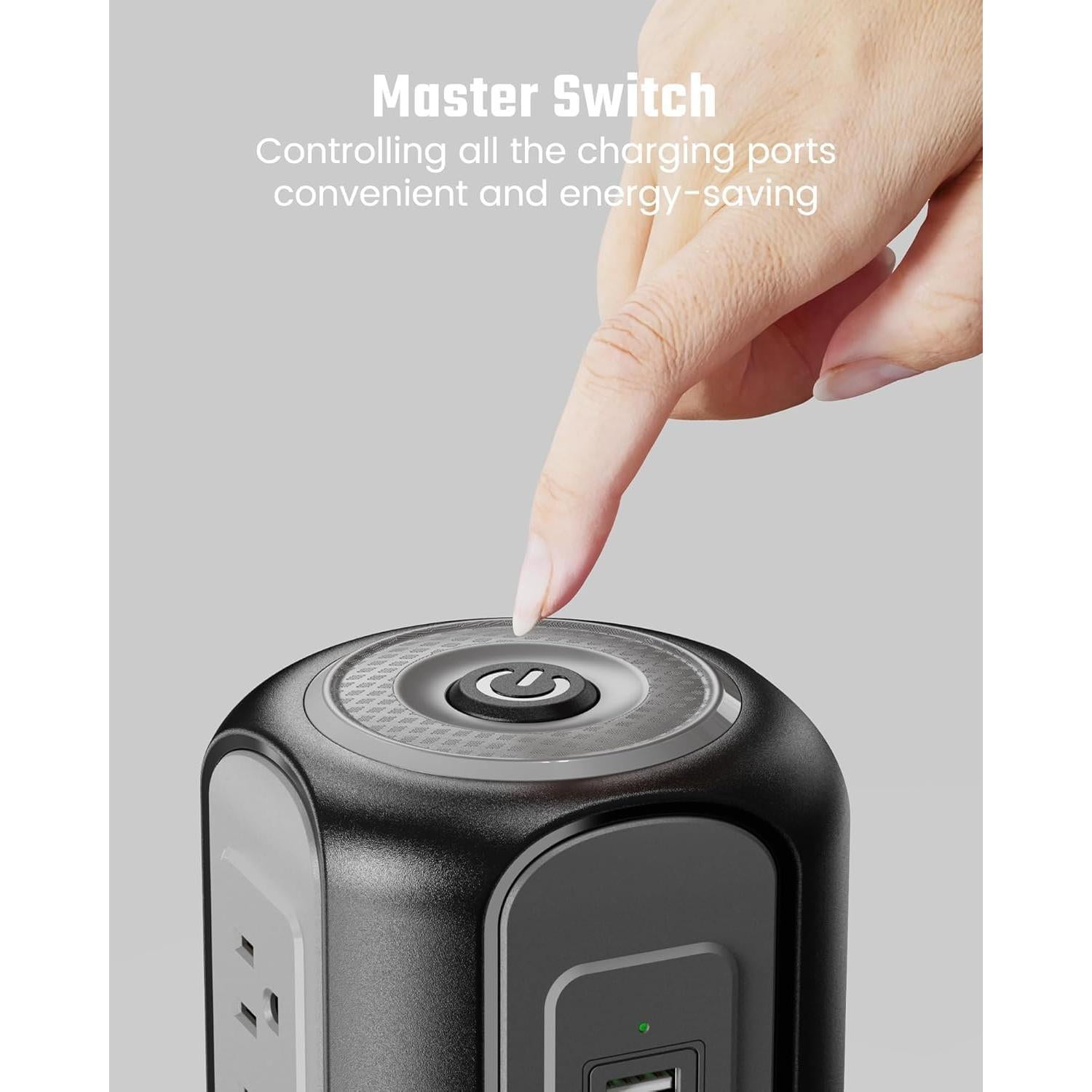 Regleta de Protección SUPERDANNY 9 Salidas 4 USB 3,05m Negra