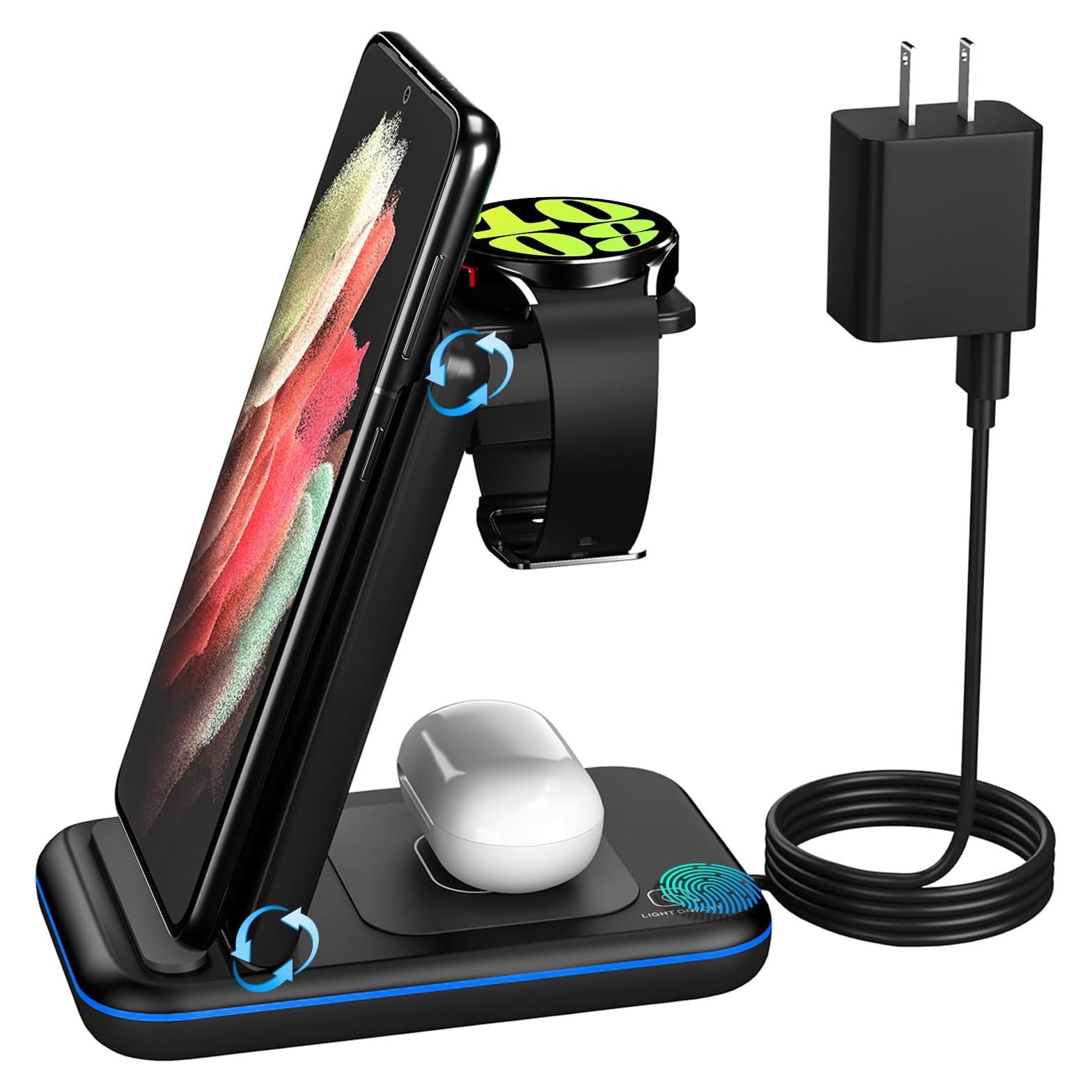 Cargador Inalámbrico Plegable 3 en 1 HOLYJOY para Samsung