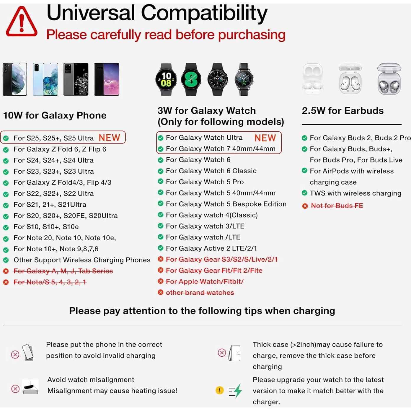 Cargador Inalámbrico Plegable 3 en 1 HOLYJOY para Samsung