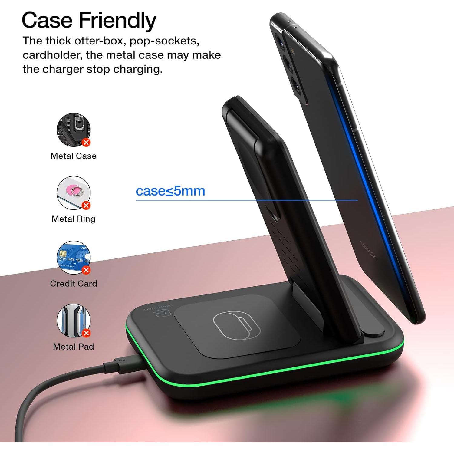 Cargador Inalámbrico Plegable 3 en 1 HOLYJOY para Samsung