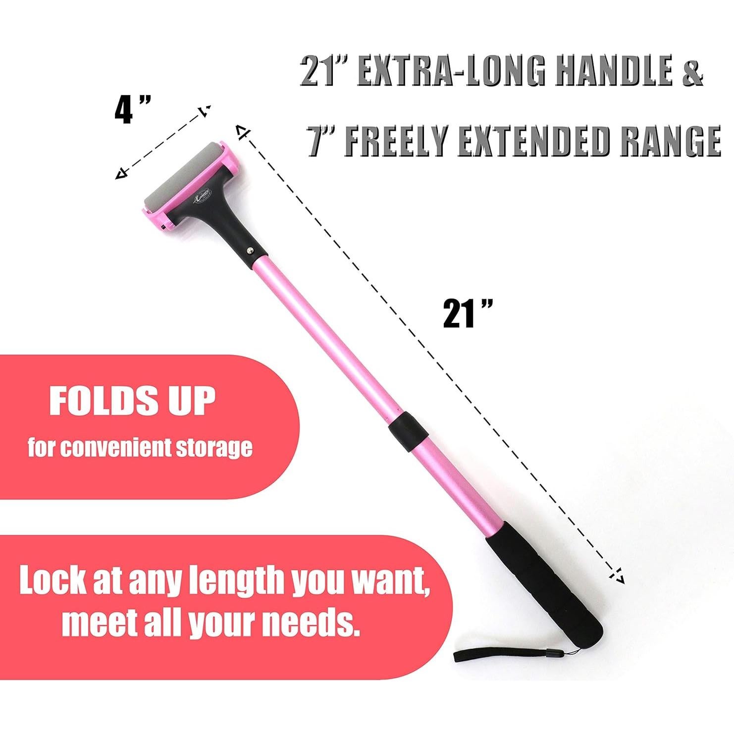 Aplicador de Loción EASACE Telescópico Rosa 54.61 cm con Rodillos