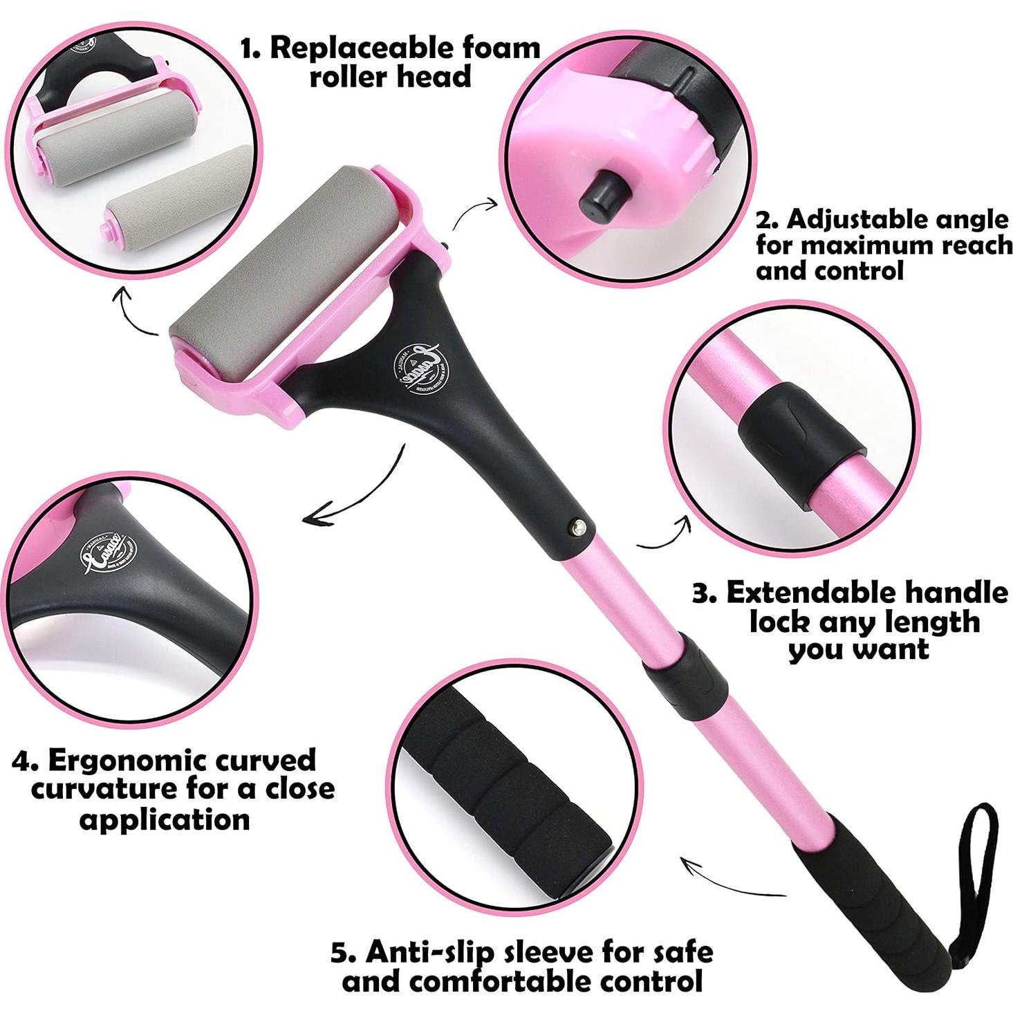 Aplicador de Loción EASACE Telescópico Rosa 54.61 cm con Rodillos