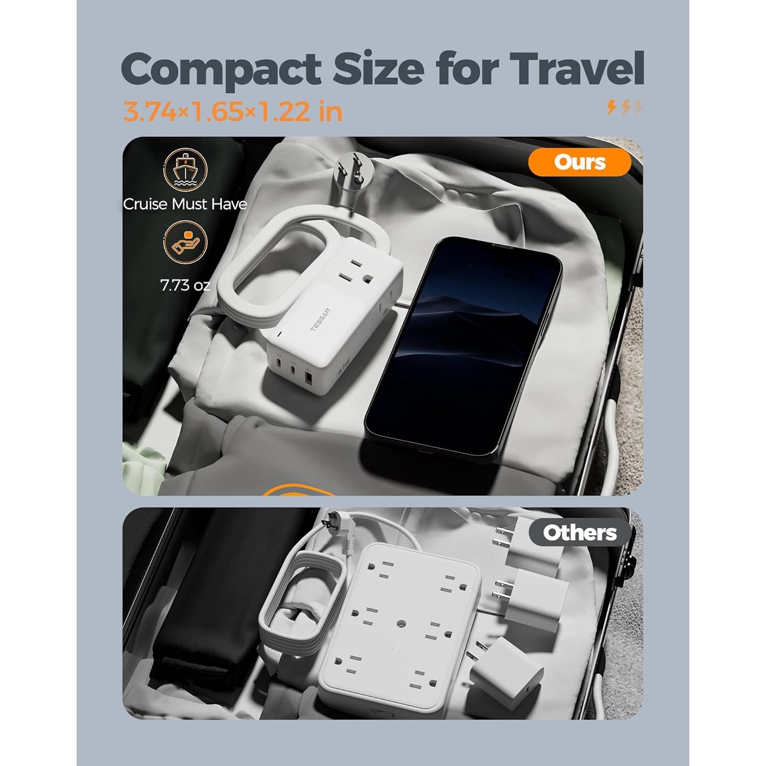 Estación de Carga USB TESSAN 30W, 6 en 1, Compacta