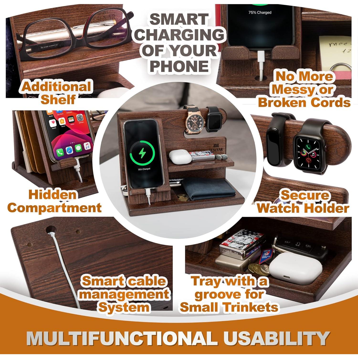 Estación de Carga Teslyar para Hombres - Organizador de Escritorio