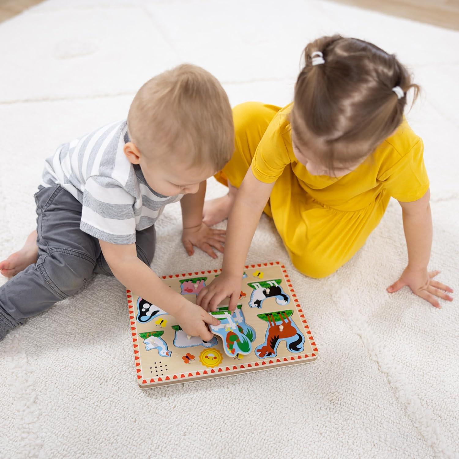 Rompecabezas de Sonido de Animales de Granja Melissa & Doug - 8 Piezas de Madera