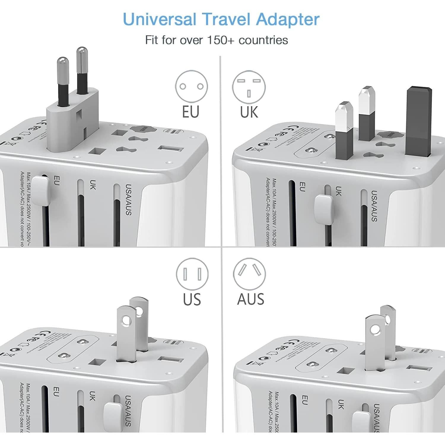 Adaptador de Viaje TESSAN 4 Puertos USB C Gris 2500W