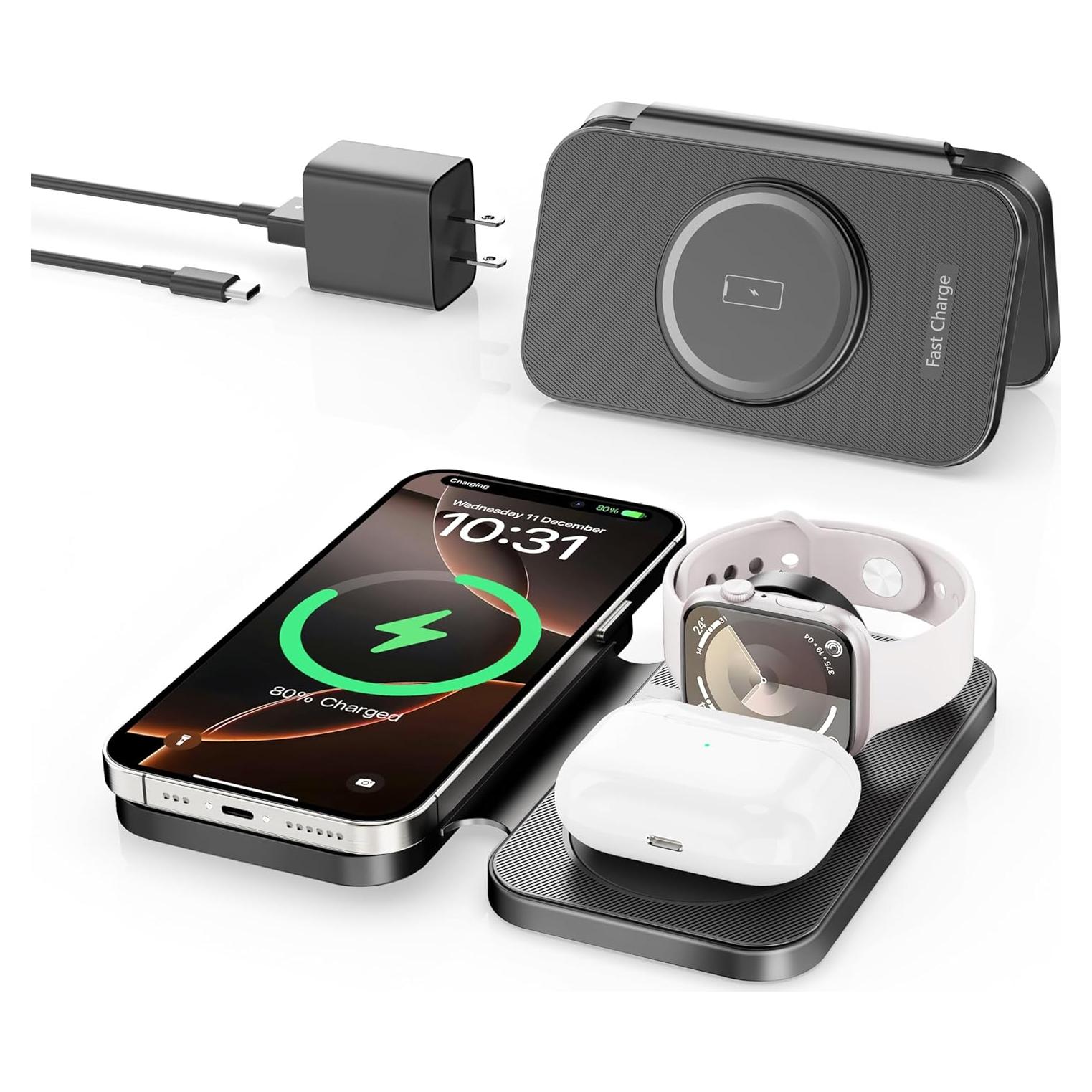 Cargador Inalámbrico Magnético RYND 3 en 1 para iPhone