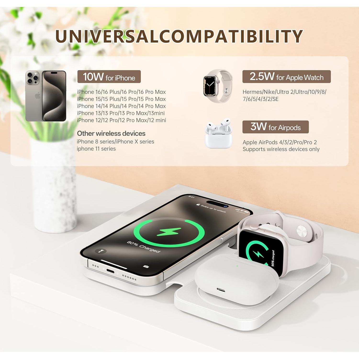 Cargador Inalámbrico Magnético RYND 3 en 1 para iPhone