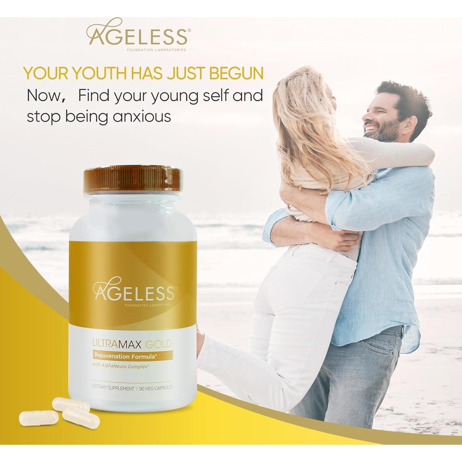 AGELESS UltraMAX Gold Cápsulas Suplemento Anti-Envejecimiento 90 Unidades