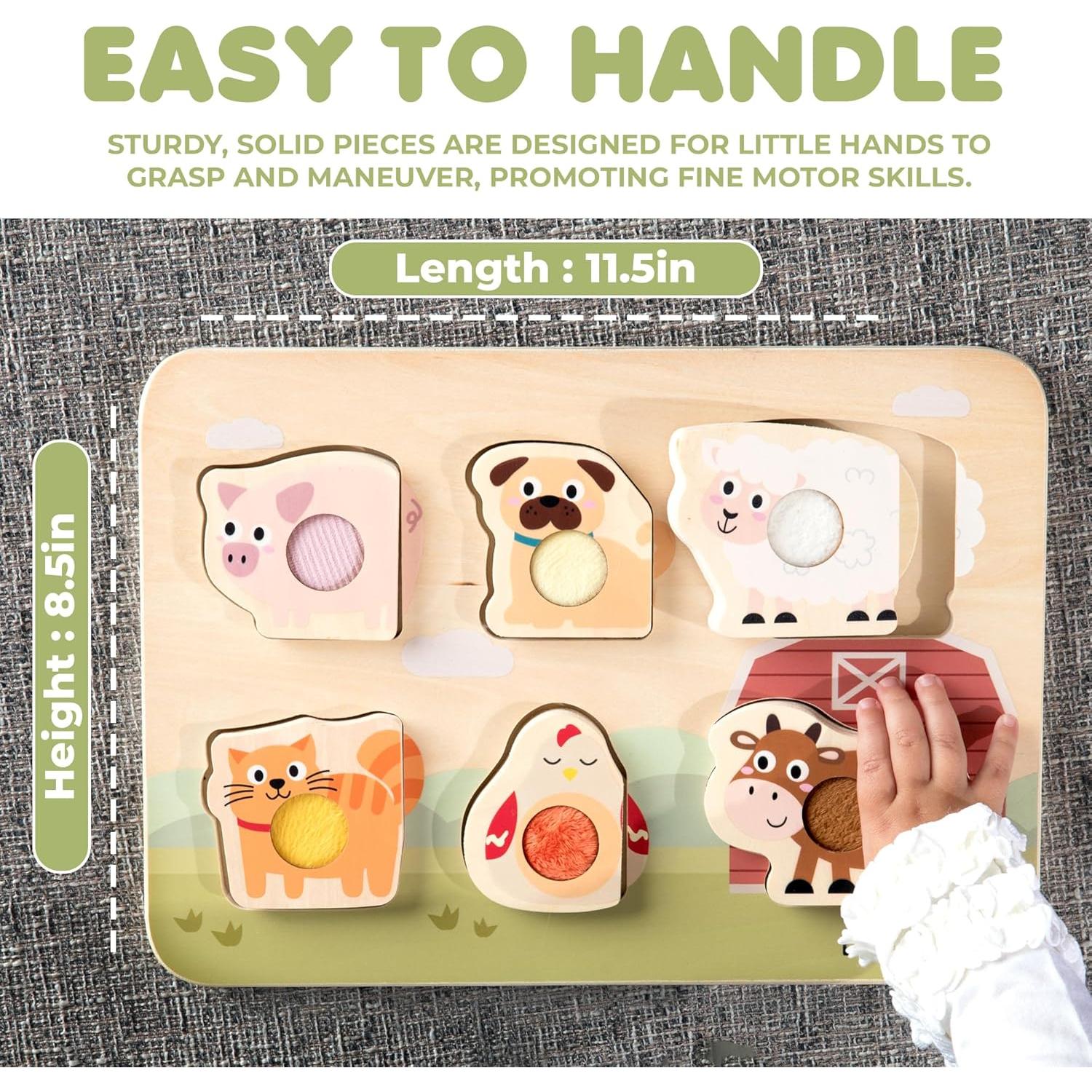 Rompecabezas de Madera LEFT2RIGHT Granja 29x20cm para Niños 1-3 Años