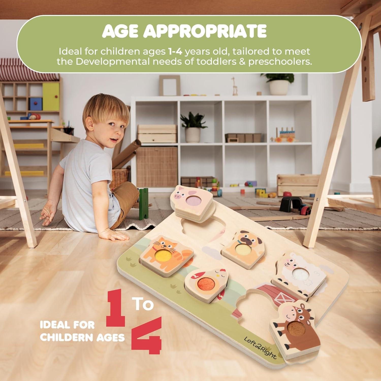 Rompecabezas de Madera LEFT2RIGHT Granja 29x20cm para Niños 1-3 Años