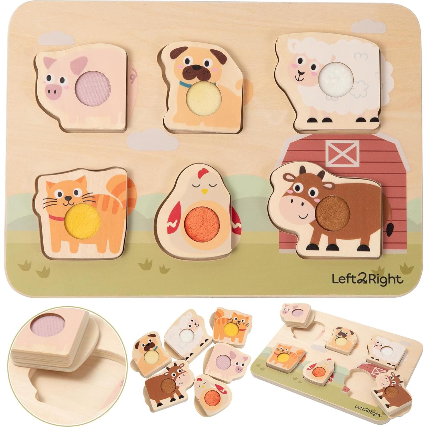 Rompecabezas de Madera LEFT2RIGHT Granja 29x20cm para Niños 1-3 Años