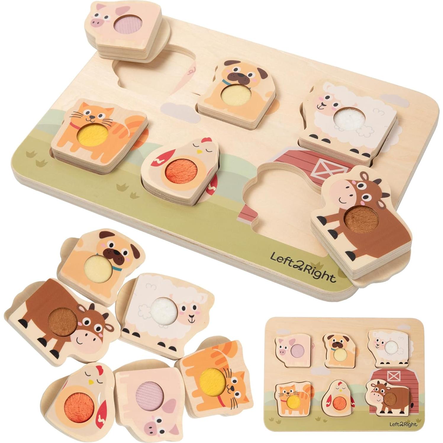 Rompecabezas de Madera LEFT2RIGHT Granja 29x20cm para Niños 1-3 Años