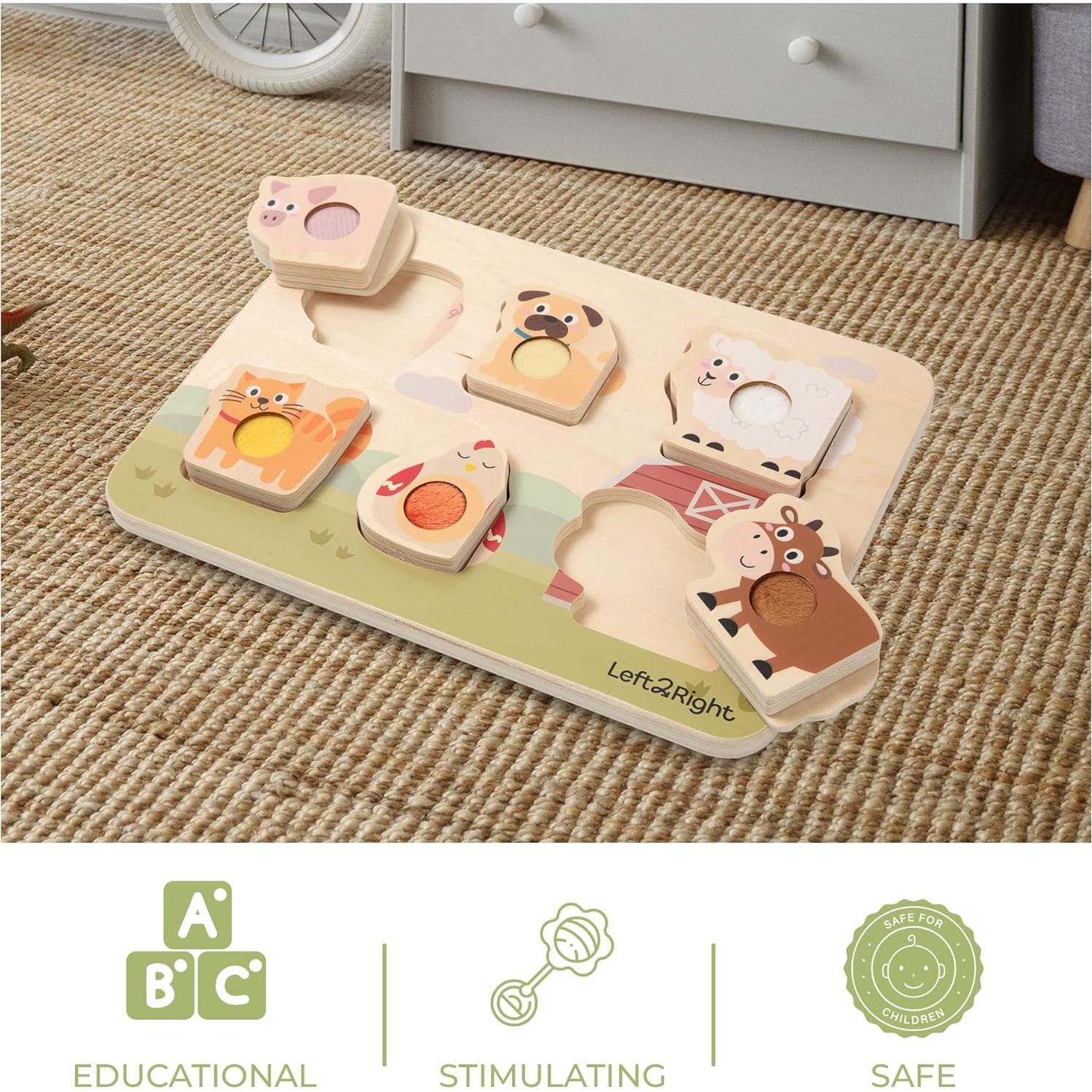 Rompecabezas de Madera LEFT2RIGHT Granja 29x20cm para Niños 1-3 Años