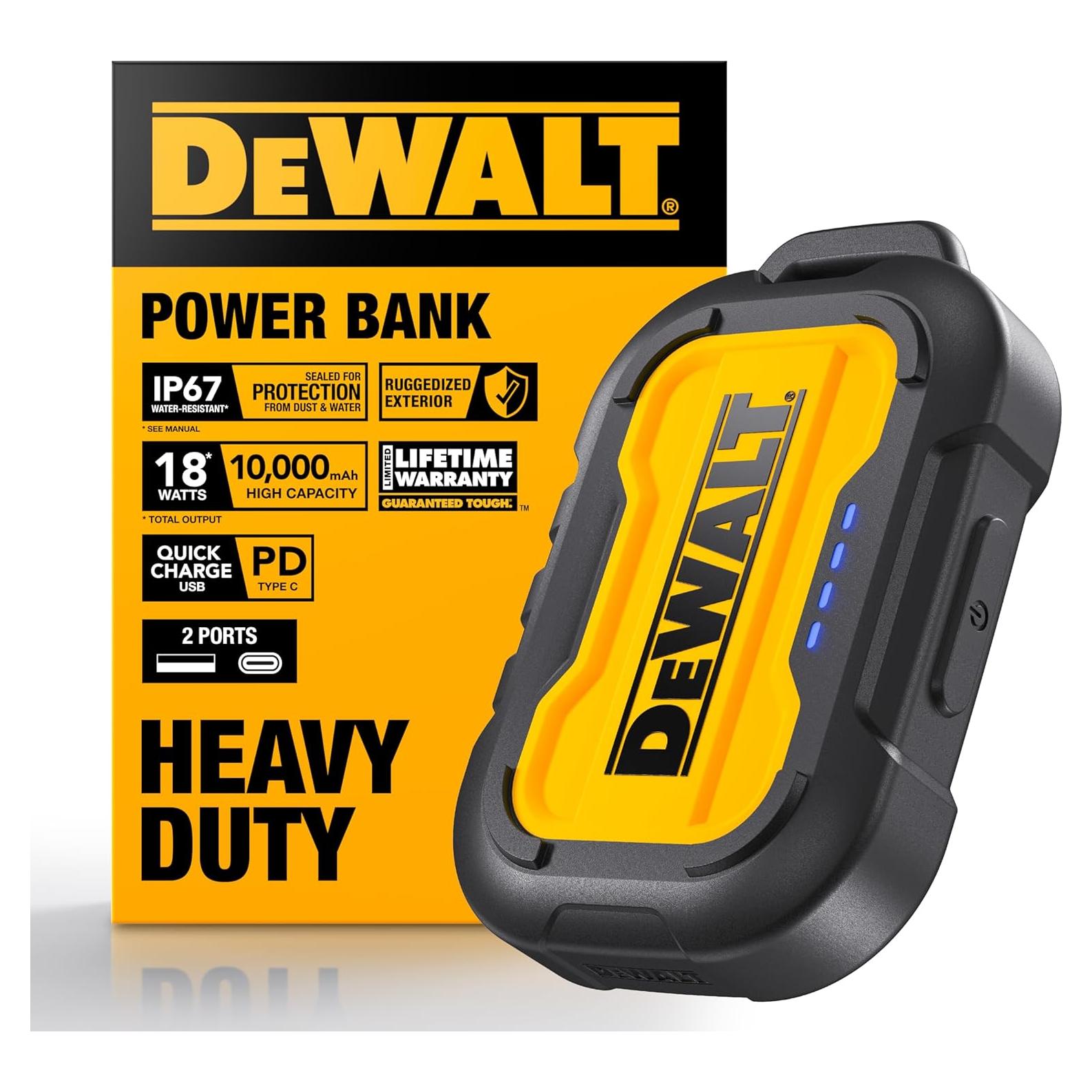 Cargador Portátil DEWALT 10,000mAh USB-C Resistente IP67
