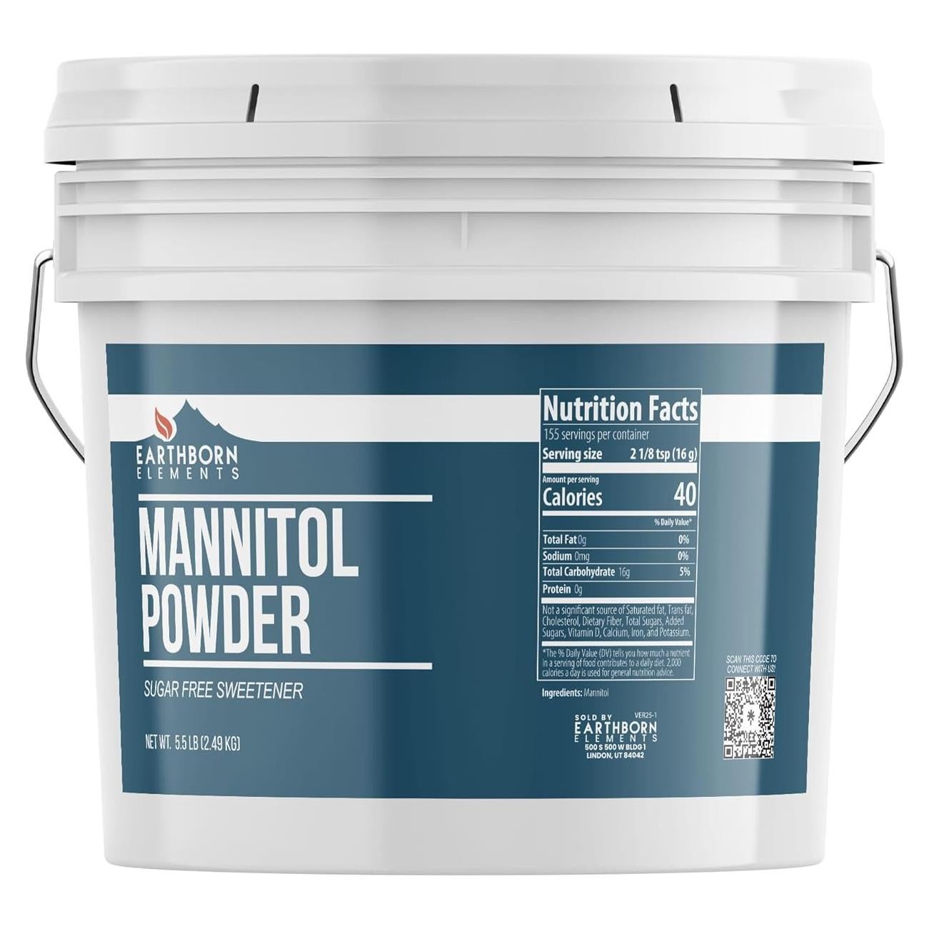 Polvo de Manitol Earthborn Elements 2493 g, edulcorante natural