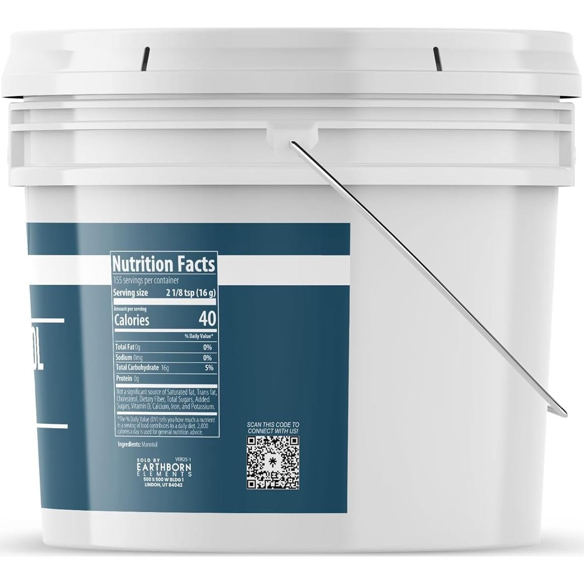 Polvo de Manitol Earthborn Elements 2493 g, edulcorante natural