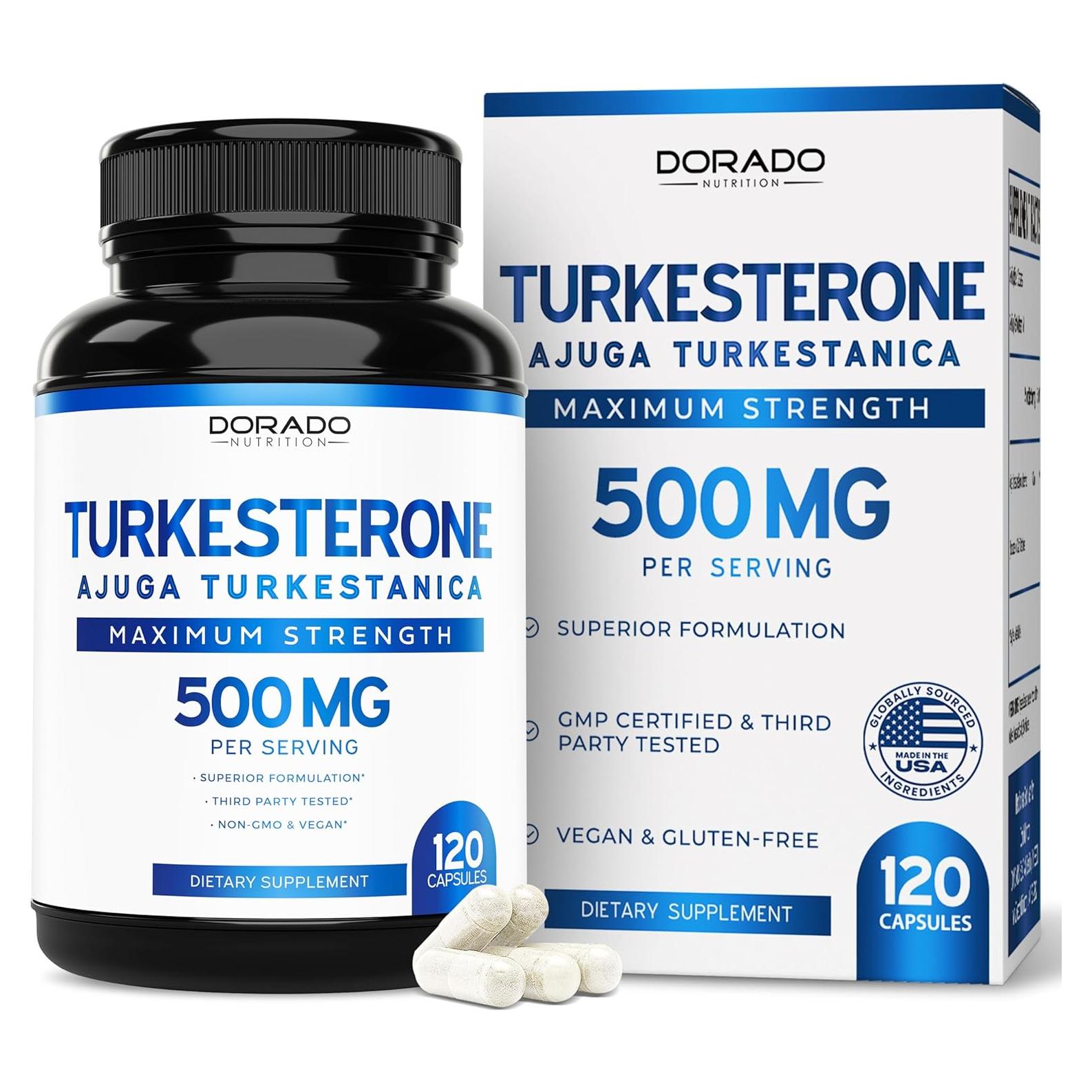 Suplemento de Turkesterona 500mg Dorado Nutrition 120 Cápsulas