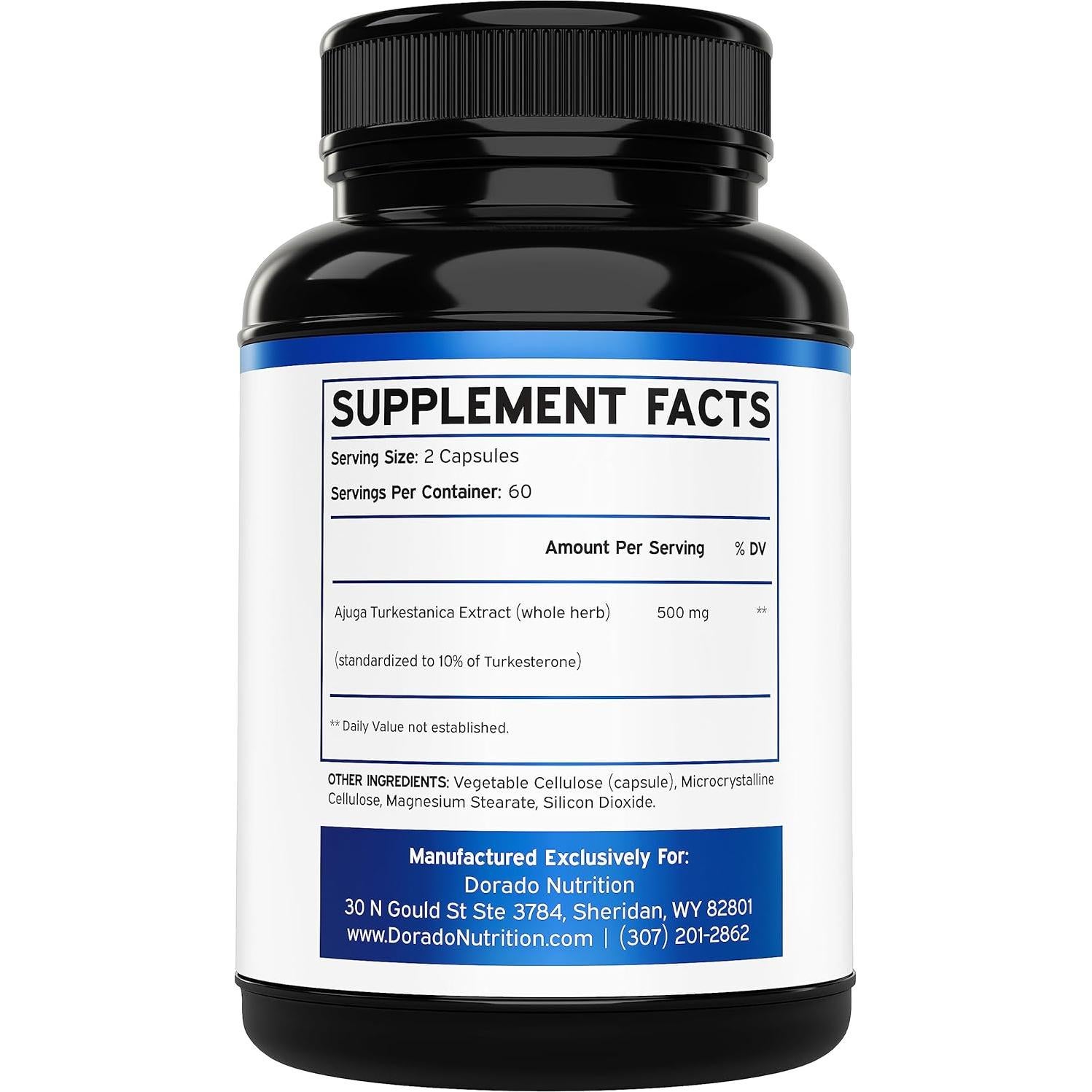 Suplemento de Turkesterona 500mg Dorado Nutrition 120 Cápsulas