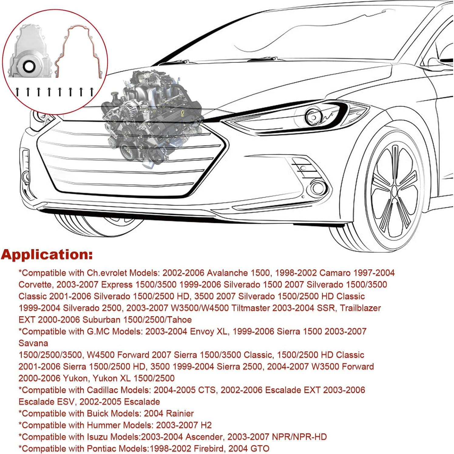 Cubierta del Tiempo Frontal WULAZMU Gen 3 LS1 LS6 4.8L-6.0L