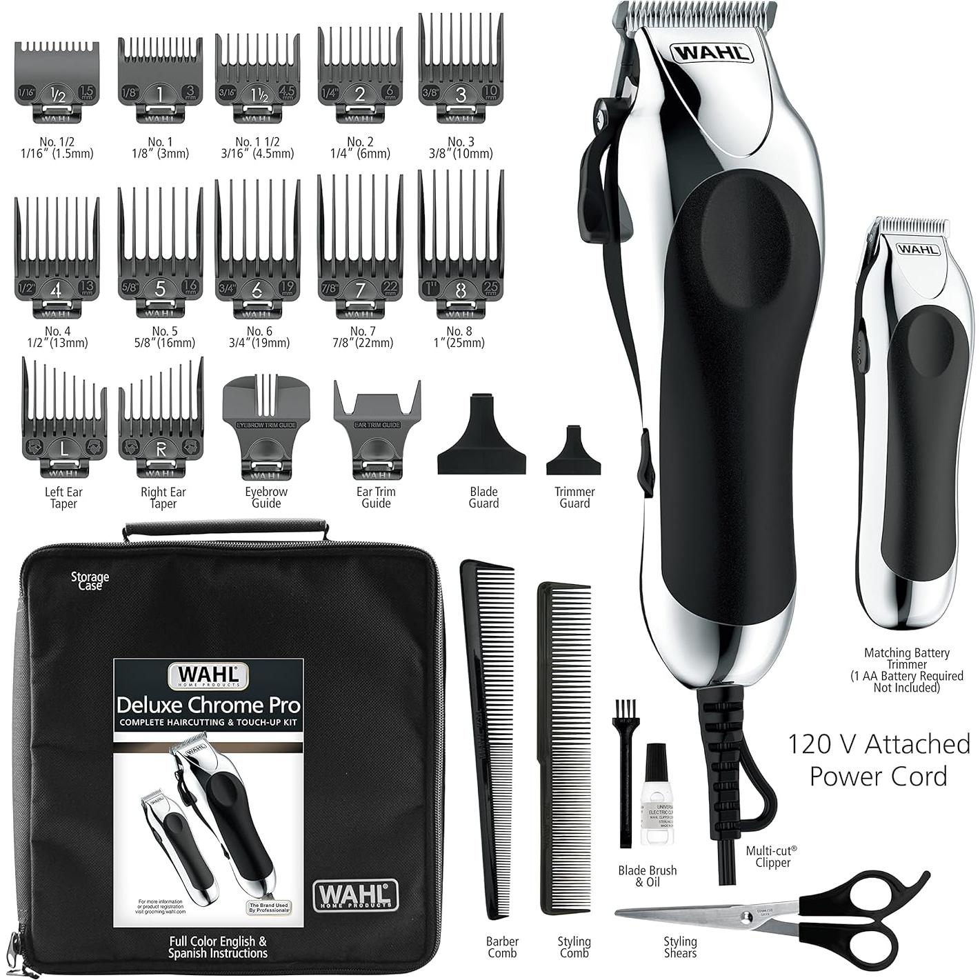 Cortadora de Cabello Wahl Deluxe Chrome Pro 25 Piezas