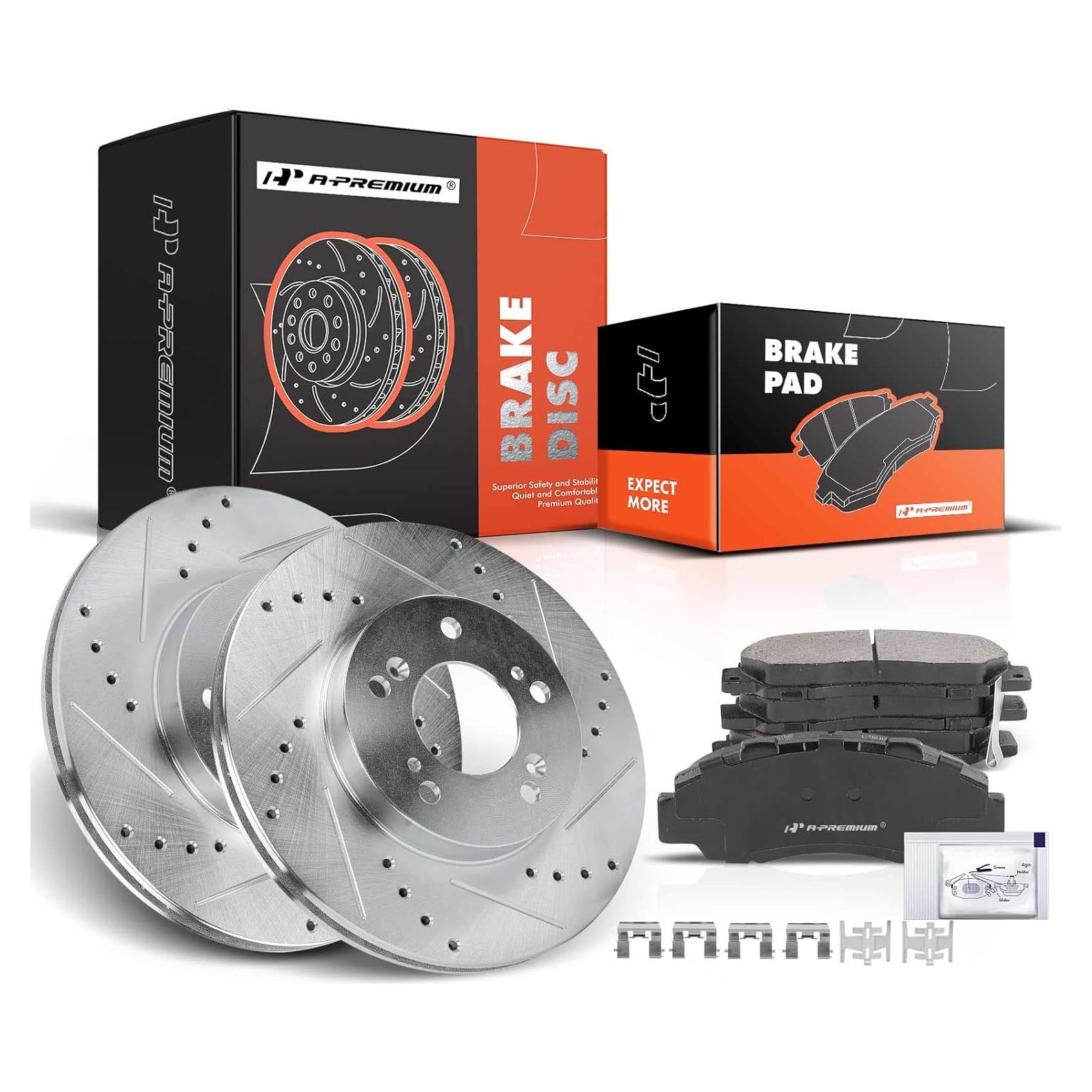 Discos de Freno Perforados y Ranurados A-Premium + Pastillas Cerámicas