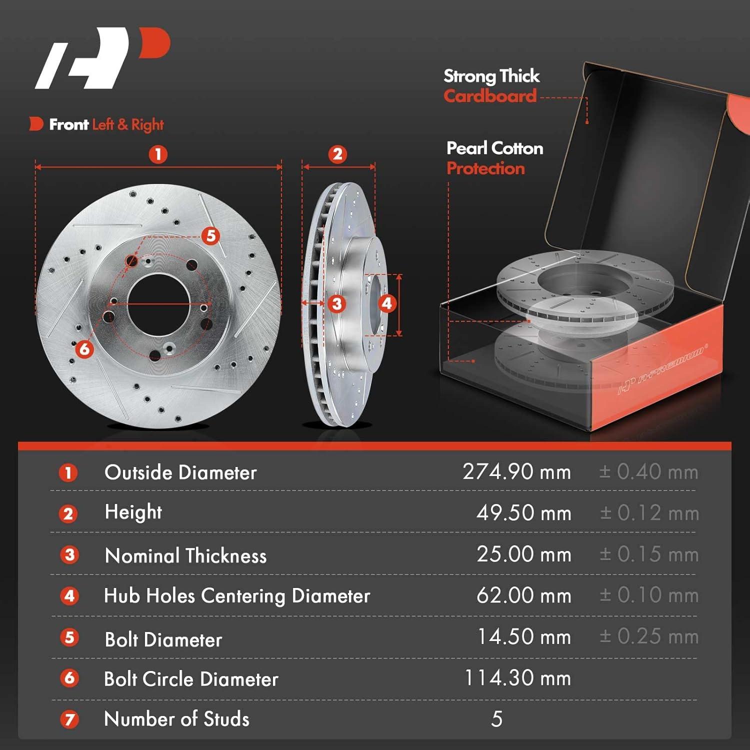 Discos de Freno Perforados y Ranurados A-Premium + Pastillas Cerámicas