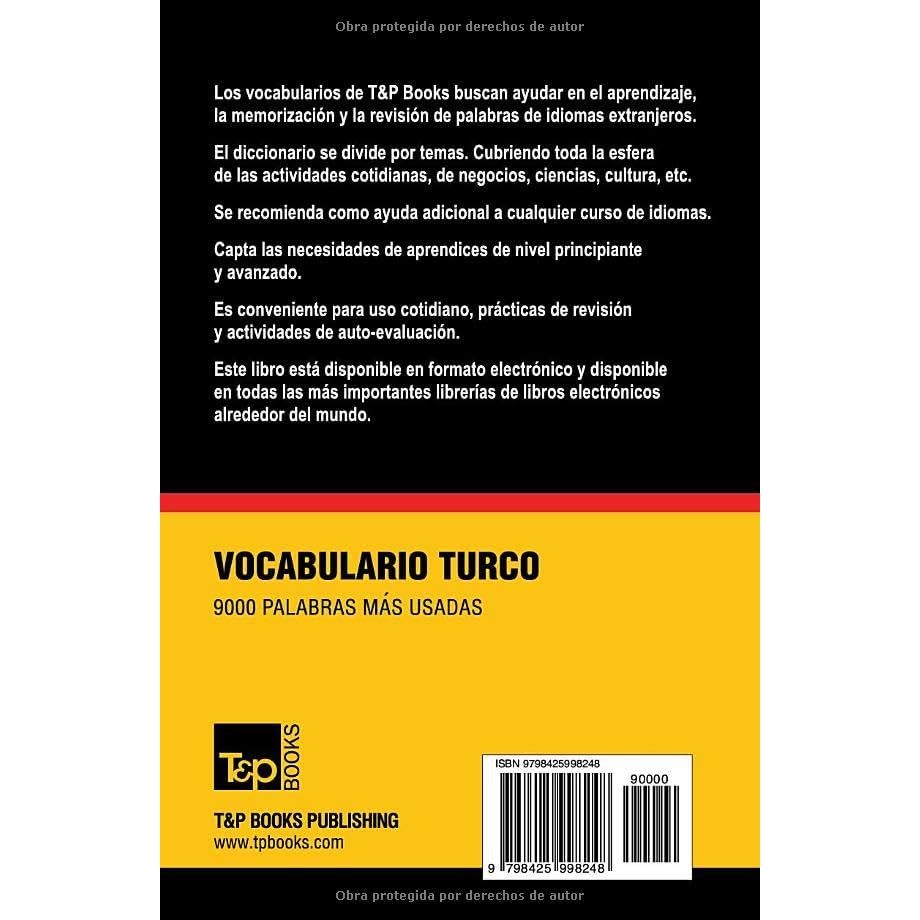 Vocabulario español-turco - 9000 palabras más usadas (Spanish collection) (Spanish Edition)