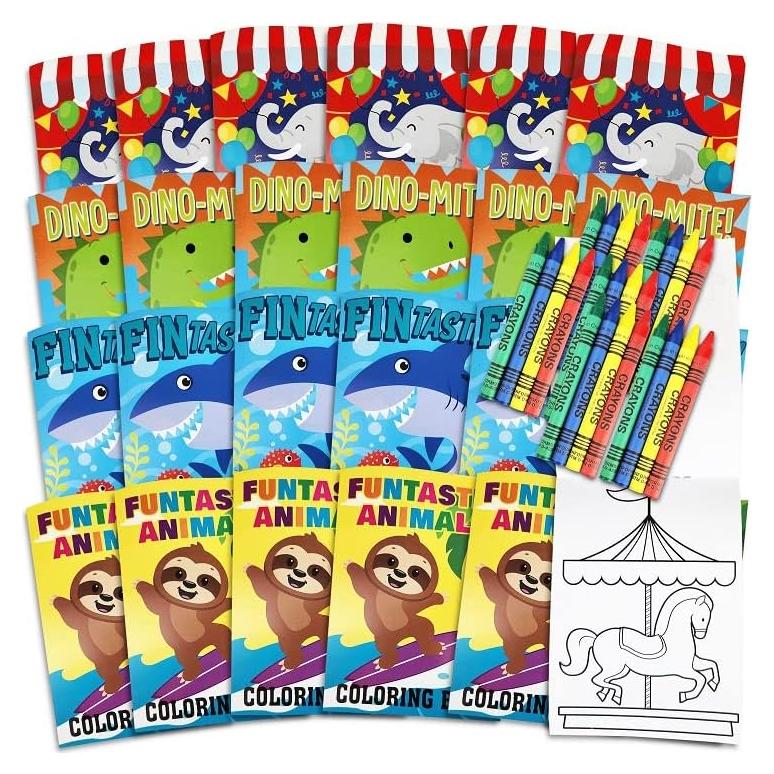 Paquete de 288 Libros de Colorear Mini y Crayones Seguros
