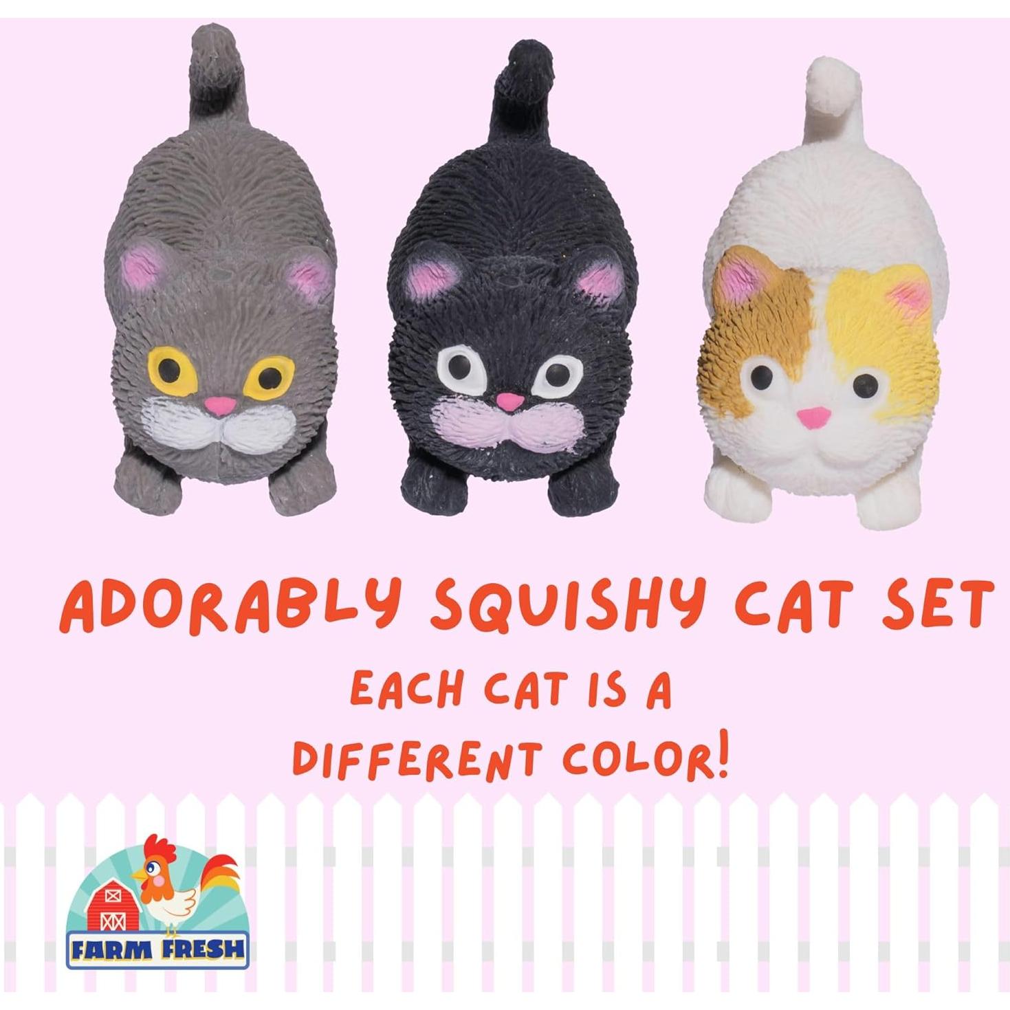 Set de 3 Juguetes Antiestrés Gatos Squishy Toysmith - Silicona