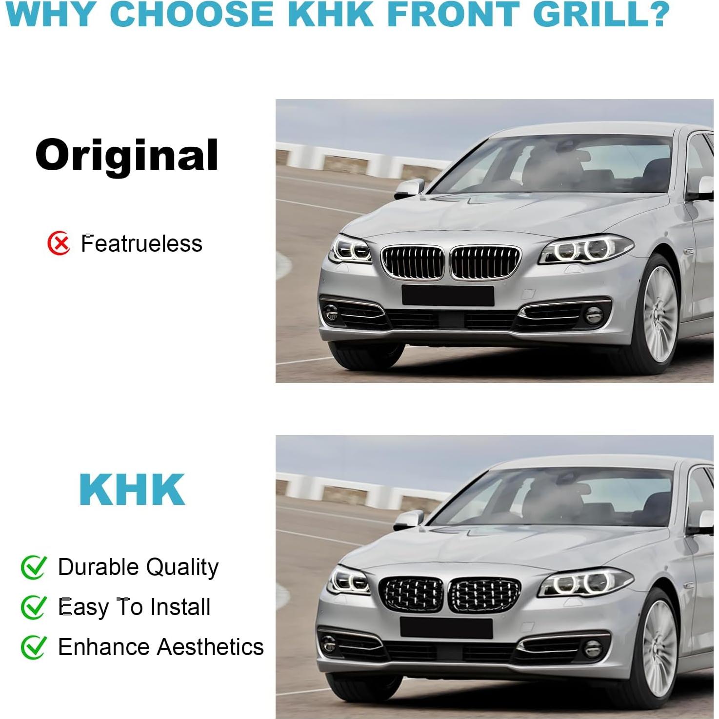 Rejilla Frontal KHK para BMW Serie 5 F10 2010-2016 Diamante Cromo