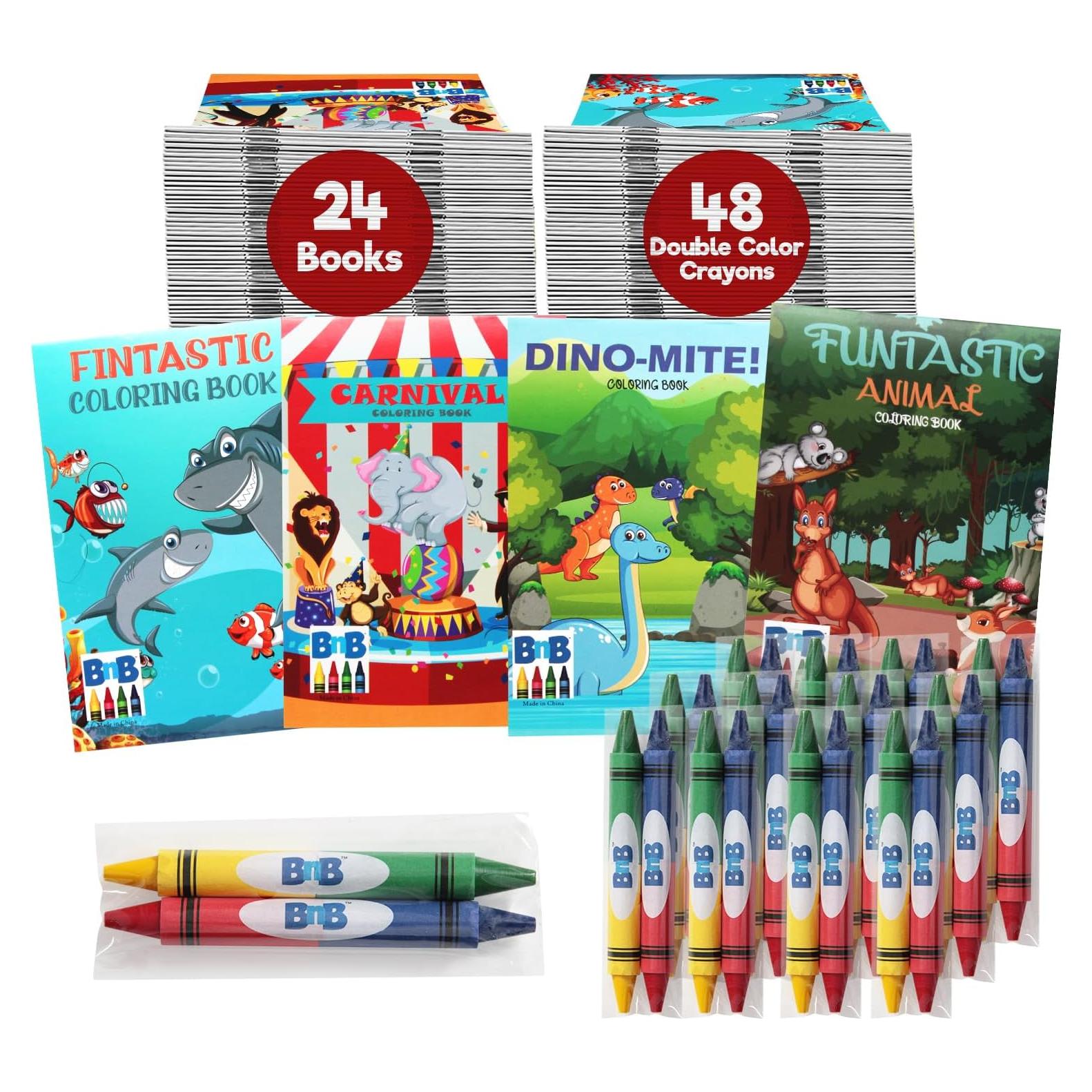 24 Mini Libros de Colorear Bottles N Bags + Crayones