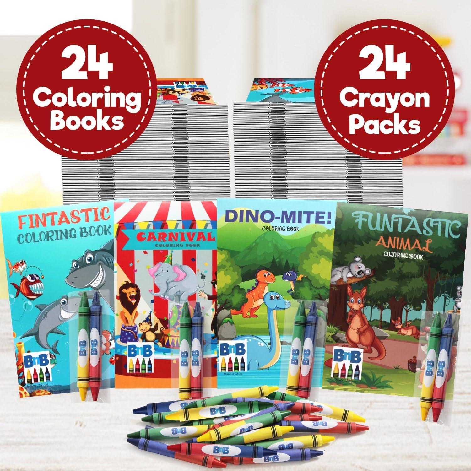 24 Mini Libros de Colorear Bottles N Bags + Crayones