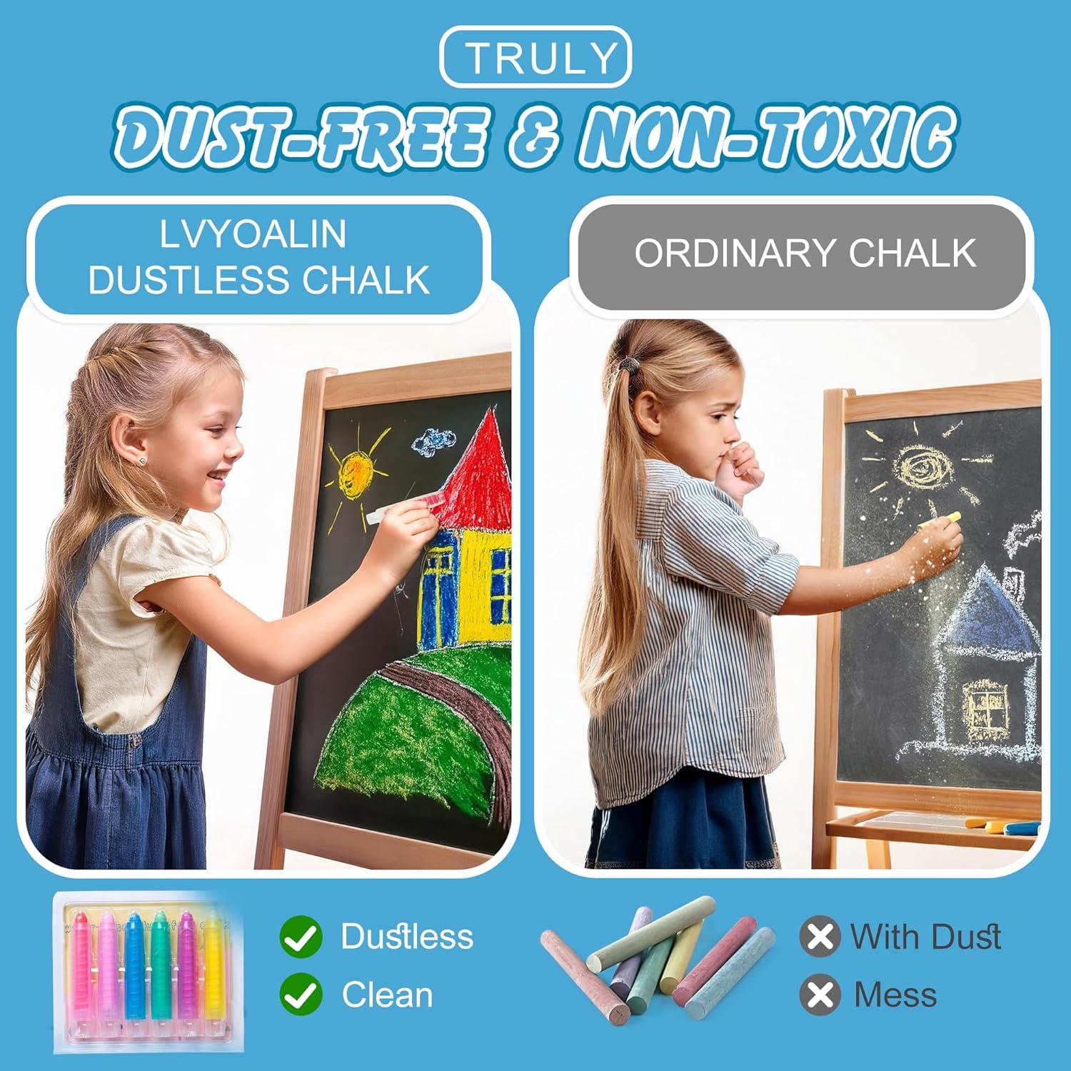 Tiza Sin Polvo LVYOALIN 6 Colores Lavables para Niños