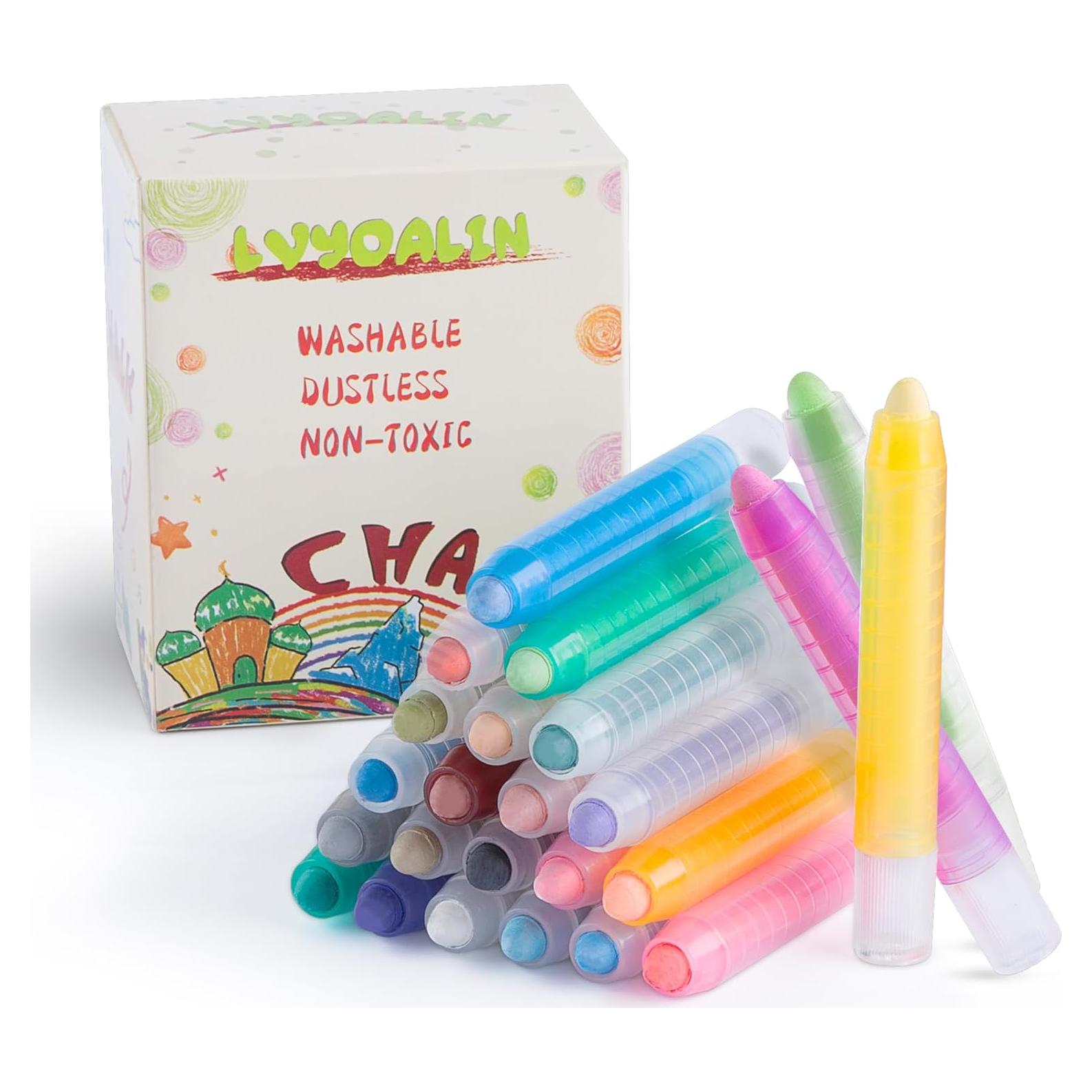 Tiza Sin Polvo LVYOALIN 24 Colores No Tóxica para Niños