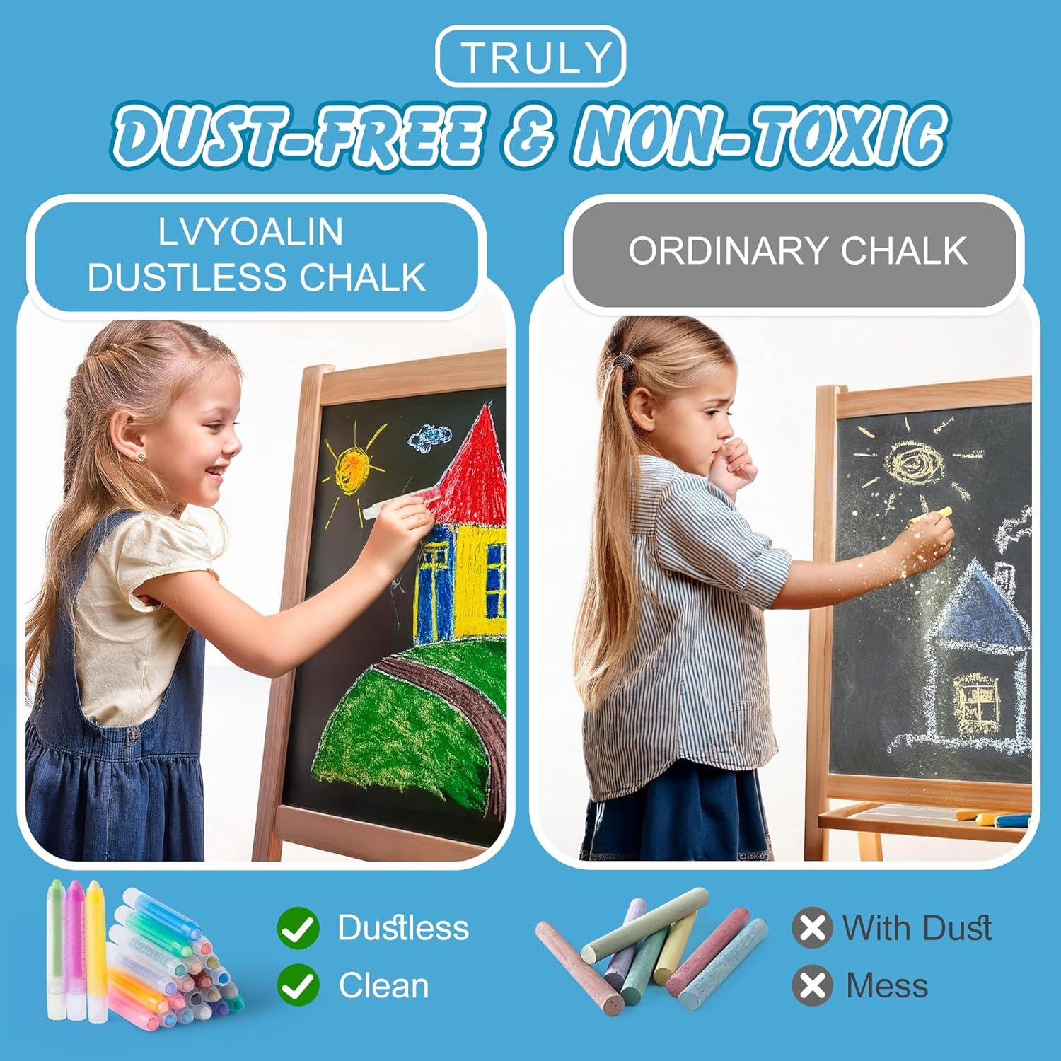 Tiza Sin Polvo LVYOALIN 24 Colores No Tóxica para Niños