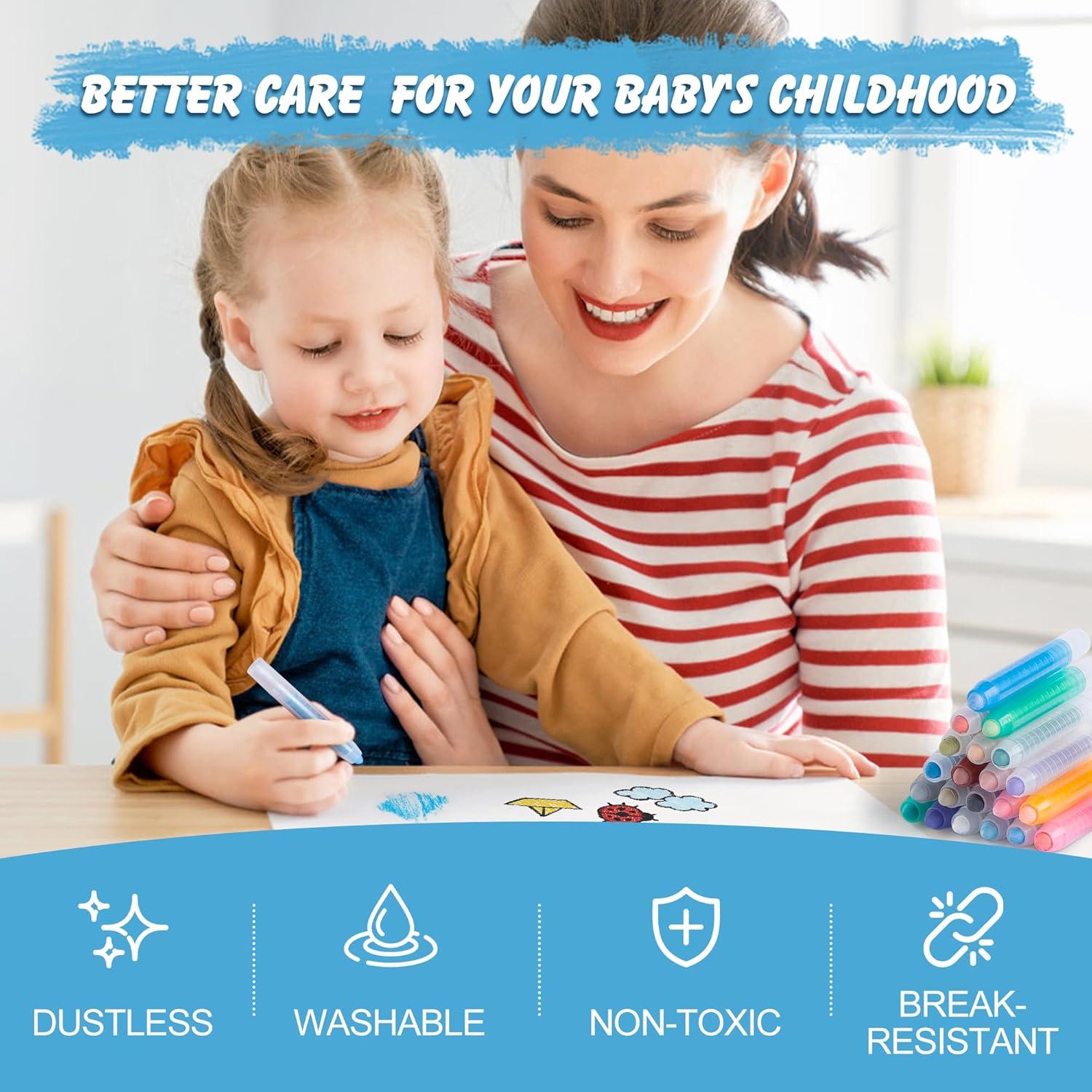 Tiza Sin Polvo LVYOALIN 24 Colores No Tóxica para Niños