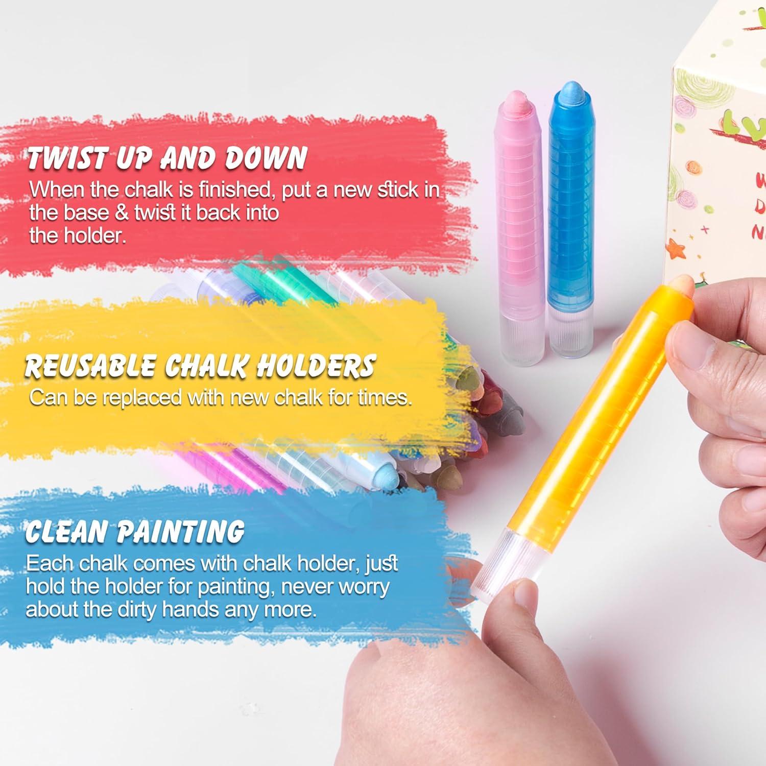 Tiza Sin Polvo LVYOALIN 24 Colores No Tóxica para Niños