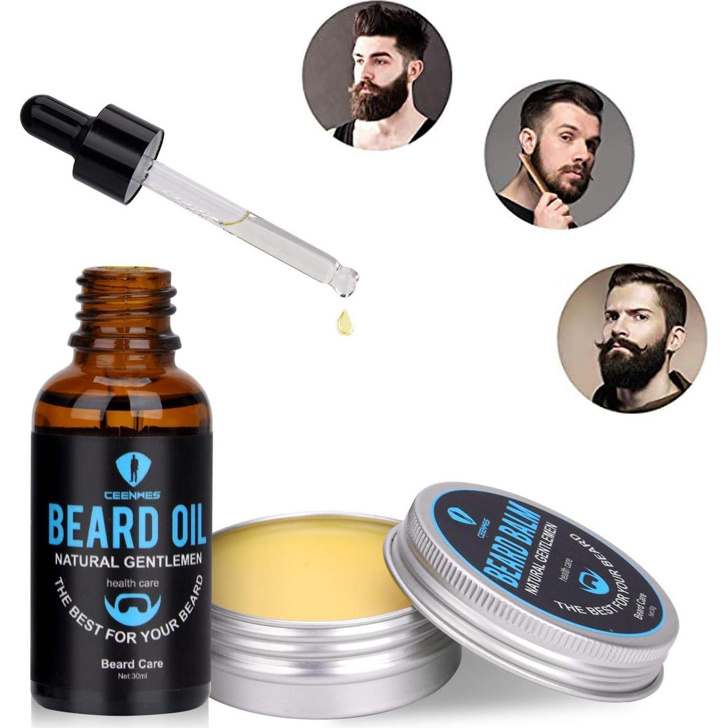 Kit de Cuidado de Barba Ceenwes 9 Piezas con Aceite y Jabón