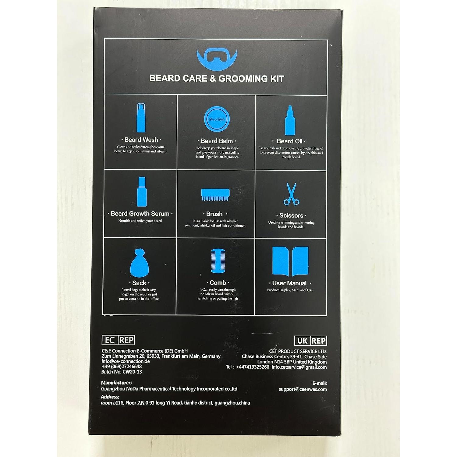 Kit de Cuidado de Barba Ceenwes 9 Piezas con Aceite y Jabón