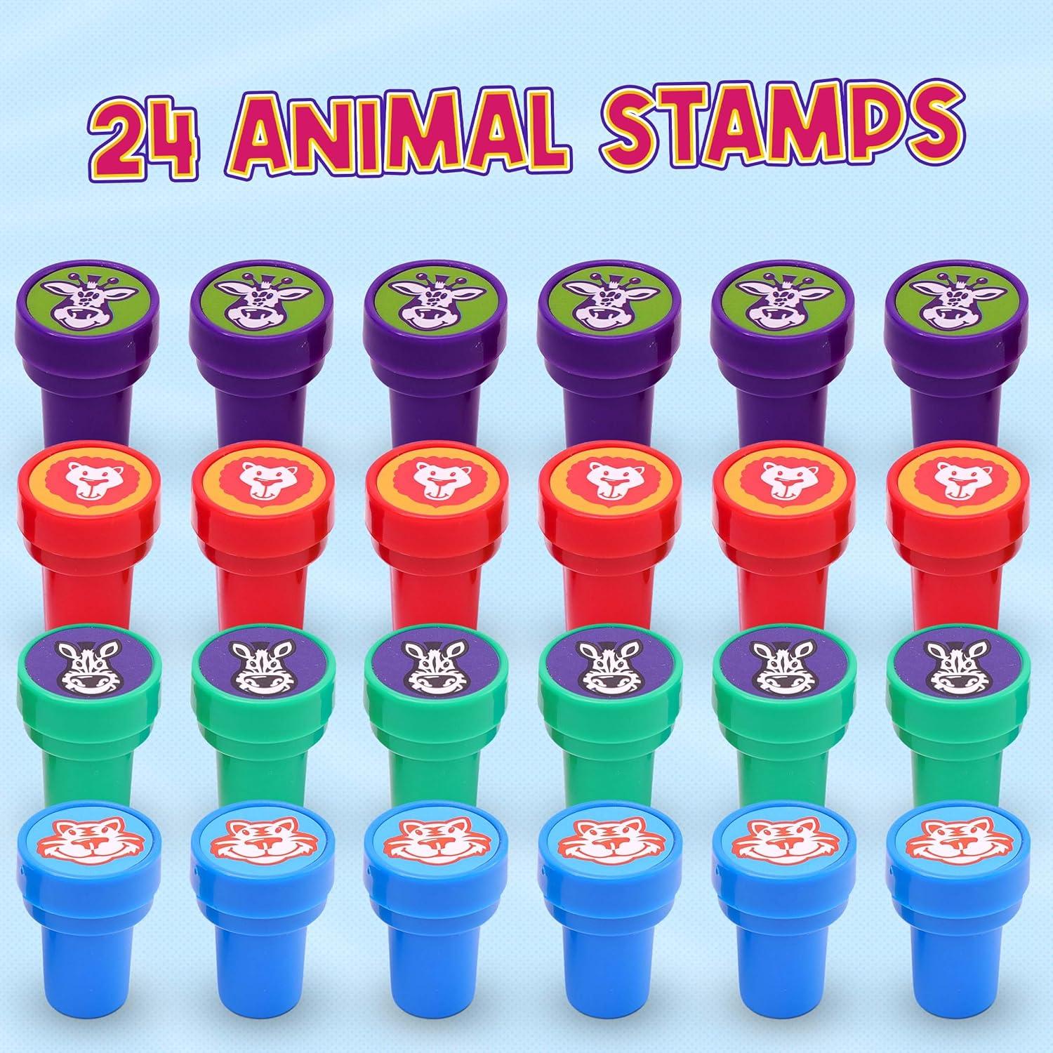 Set de Sellos Autoinking para Niños Srenta - 24 Piezas Animales