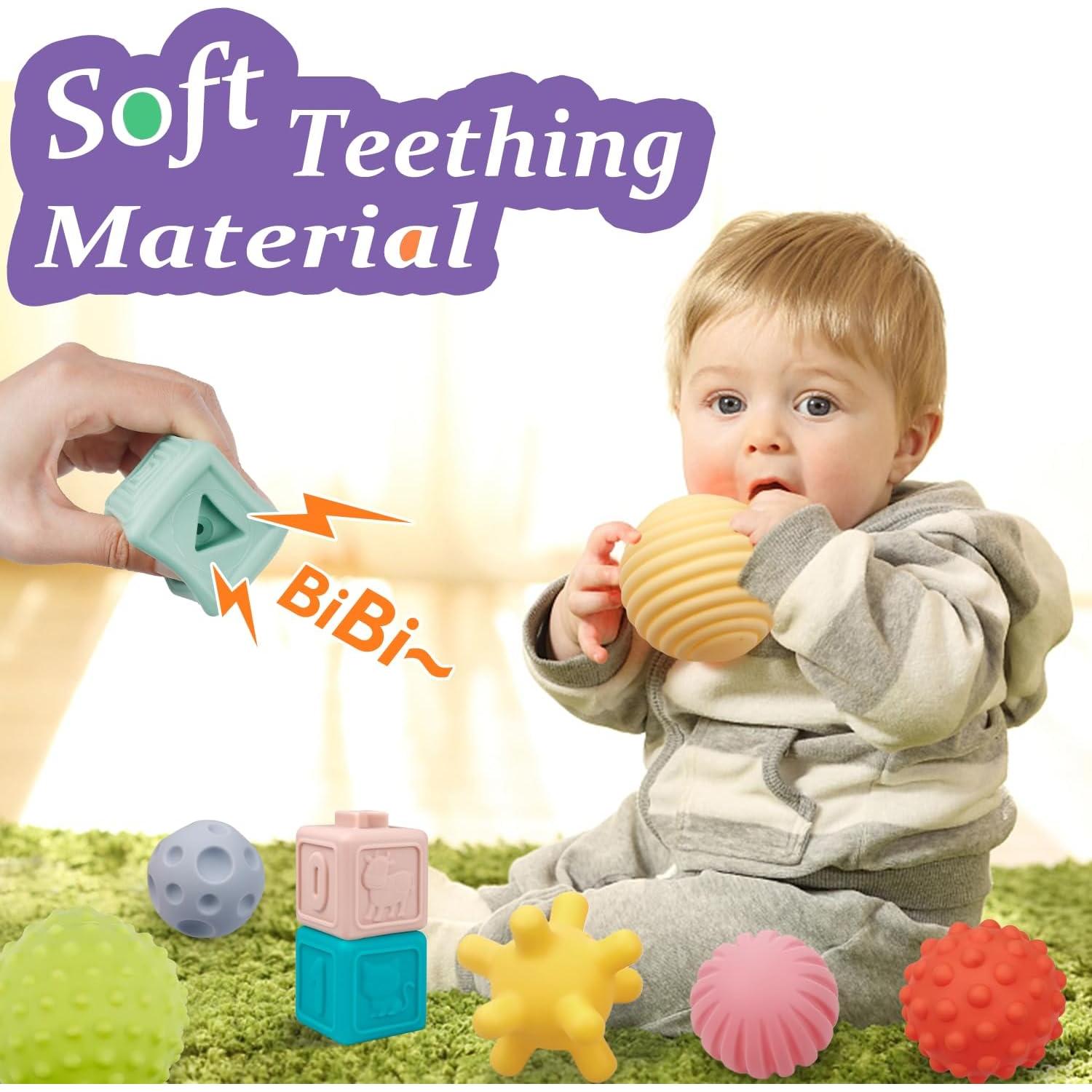 Juguetes Montessori para Bebés IFLOVE 3 en 1 - Bloques, Anillos y Pelotas