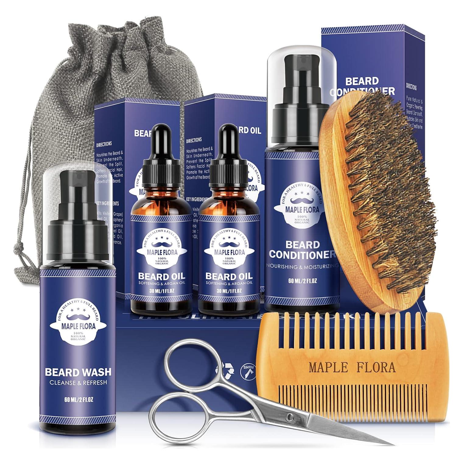 Kit de Cuidado de Barba Maple Flora con Aceite y Jabón