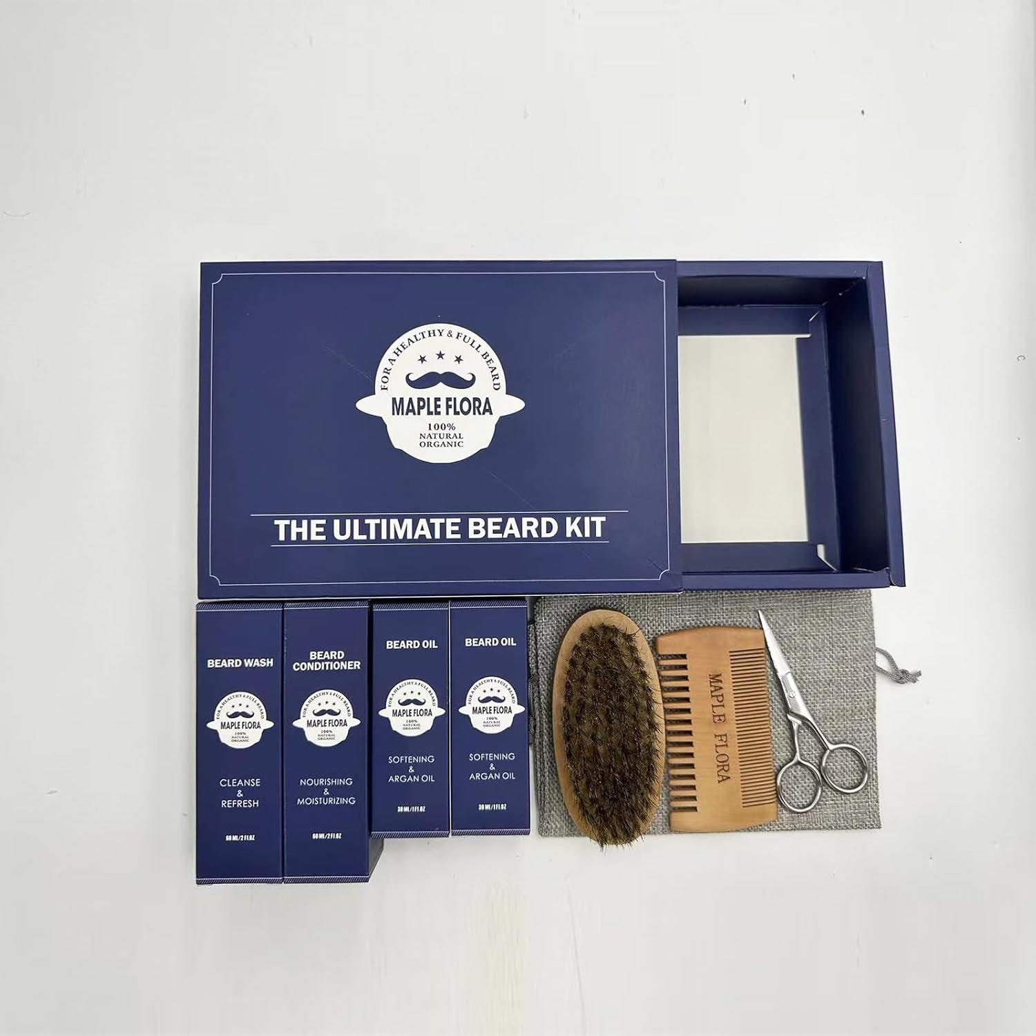 Kit de Cuidado de Barba Maple Flora con Aceite y Jabón